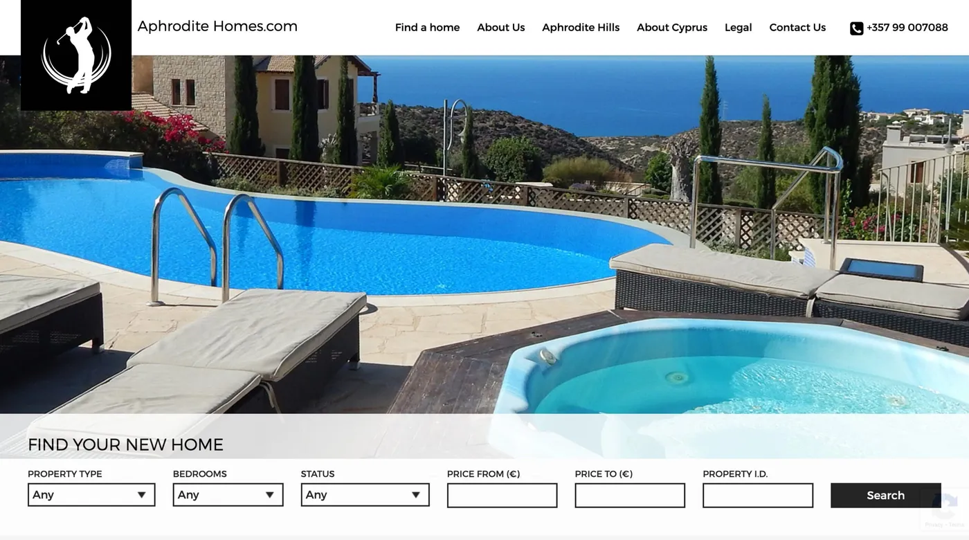 Aphrodite Homes website