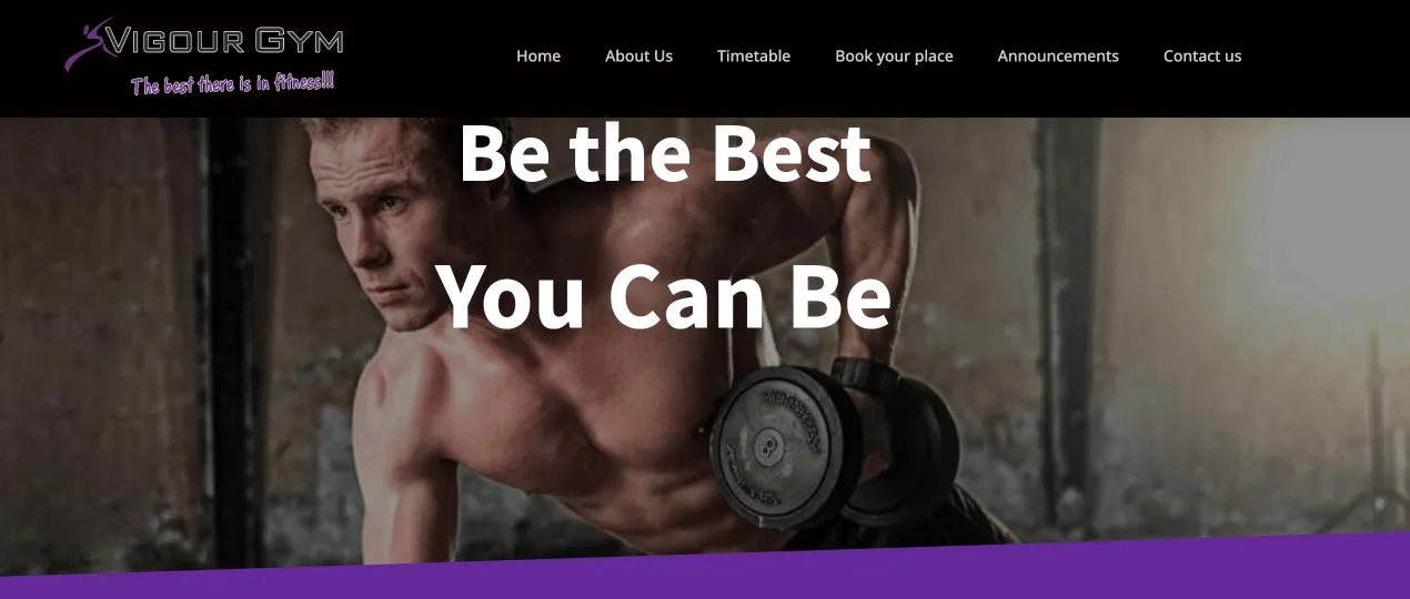 Vigour Gym website